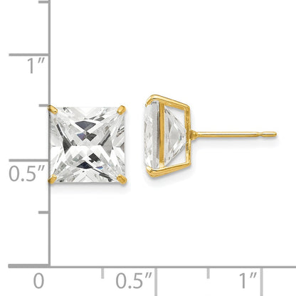 14K Gelbgold 9mm Quadratisch Zirkonia Ohrstecker