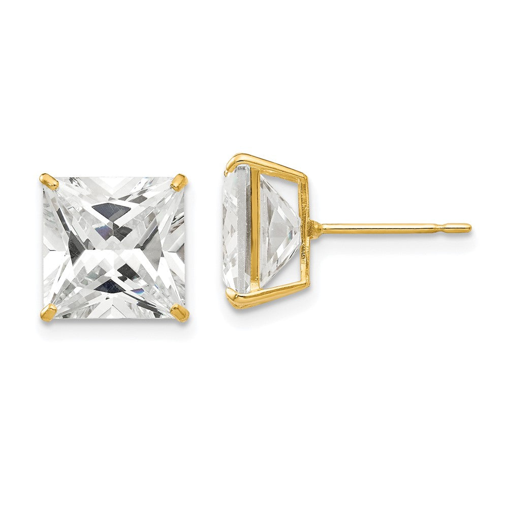 14K Gelbgold 9mm Quadratisch Zirkonia Ohrstecker