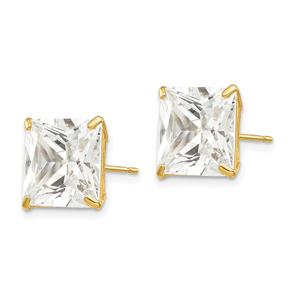 14K Gelbgold 10mm Quadratisch Zirkonia Ohrstecker