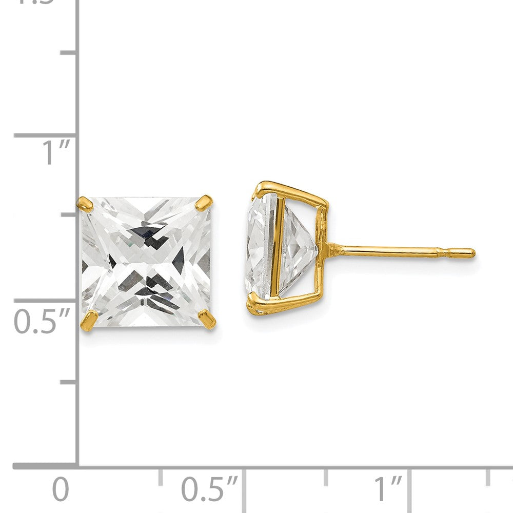 14K Gelbgold 10mm Quadratisch Zirkonia Ohrstecker