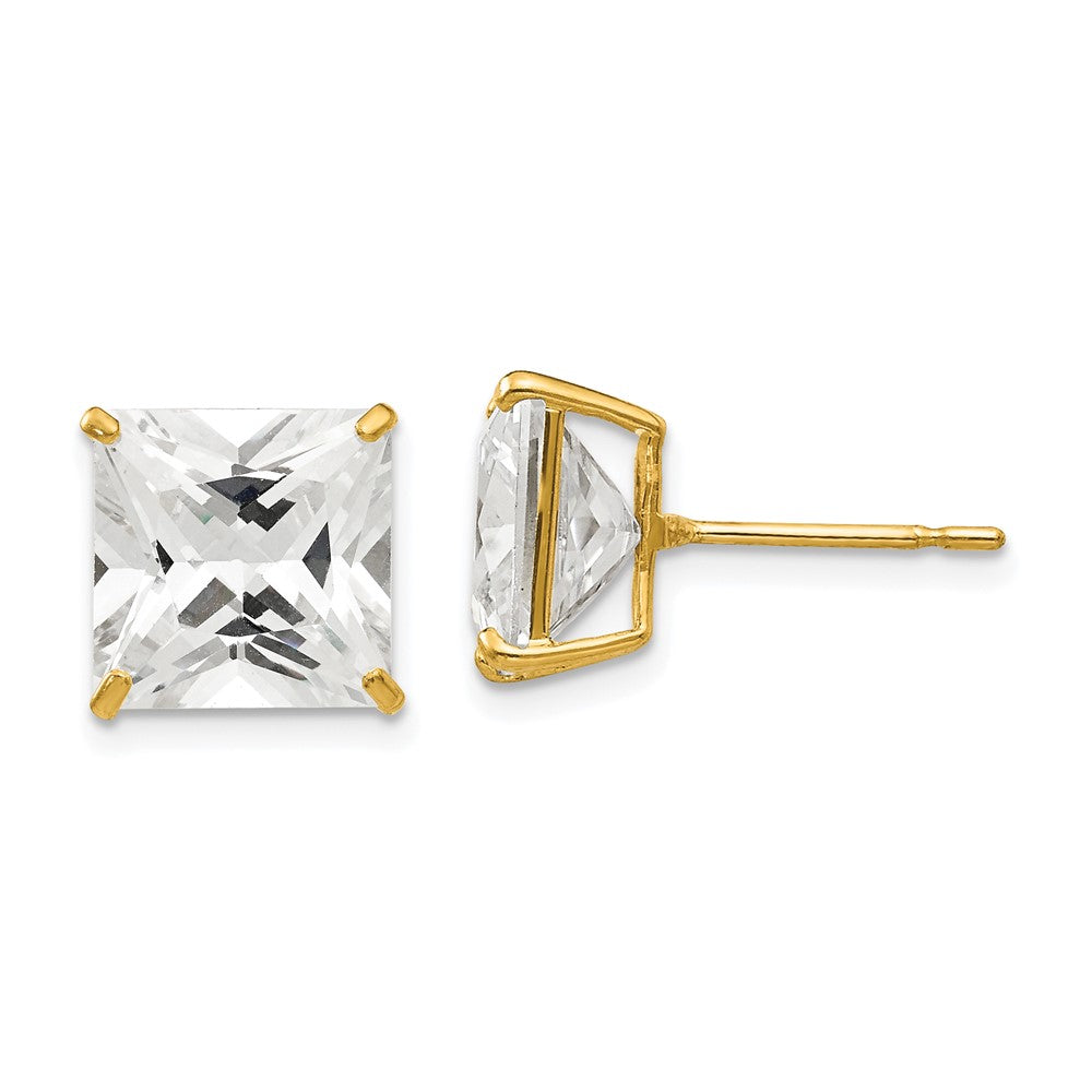 14K Gelbgold 10mm Quadratisch Zirkonia Ohrstecker