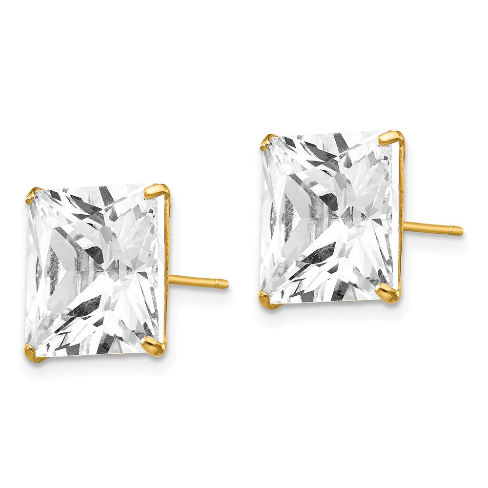 14K Gelbgold 11mm Quadratisch Zirkonia Ohrstecker