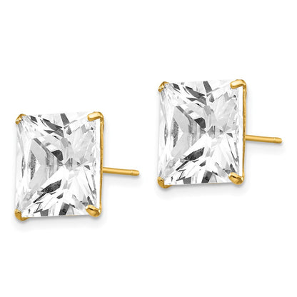 14K Gelbgold 11mm Quadratisch Zirkonia Ohrstecker