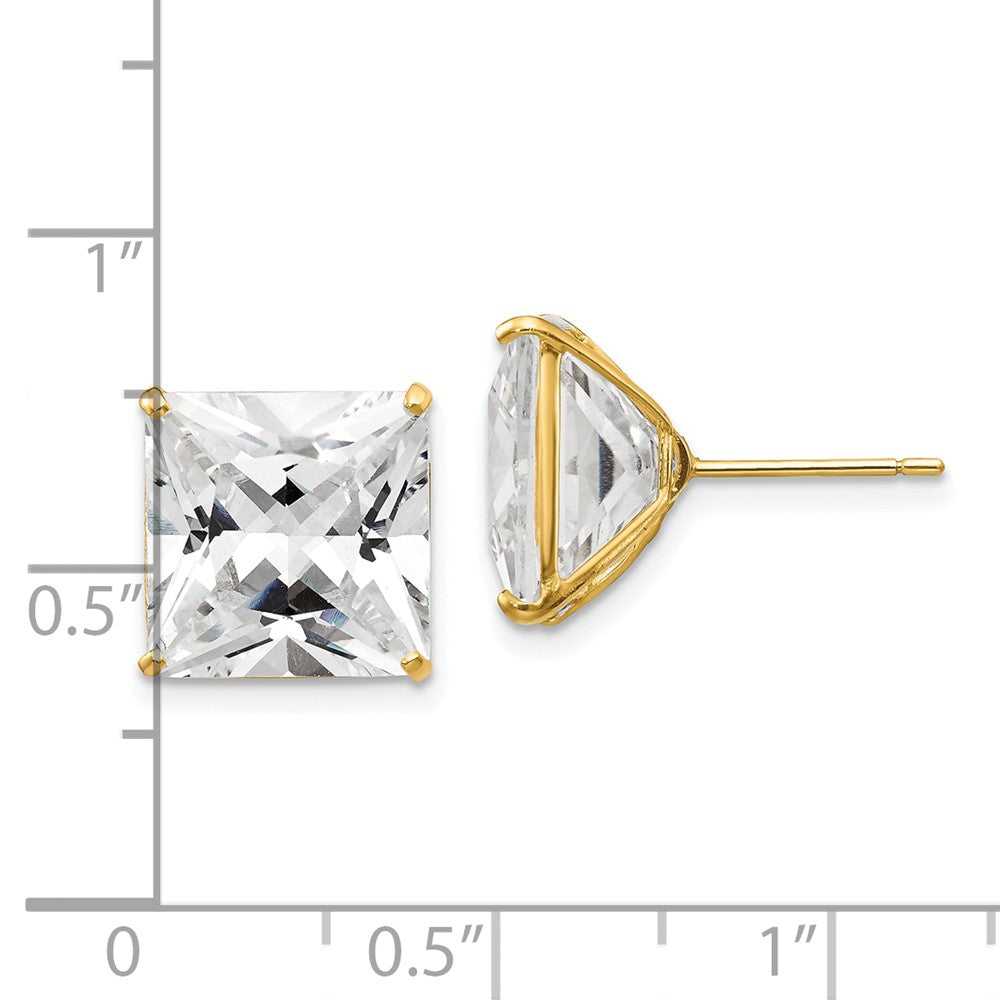 14K Gelbgold 11mm Quadratisch Zirkonia Ohrstecker