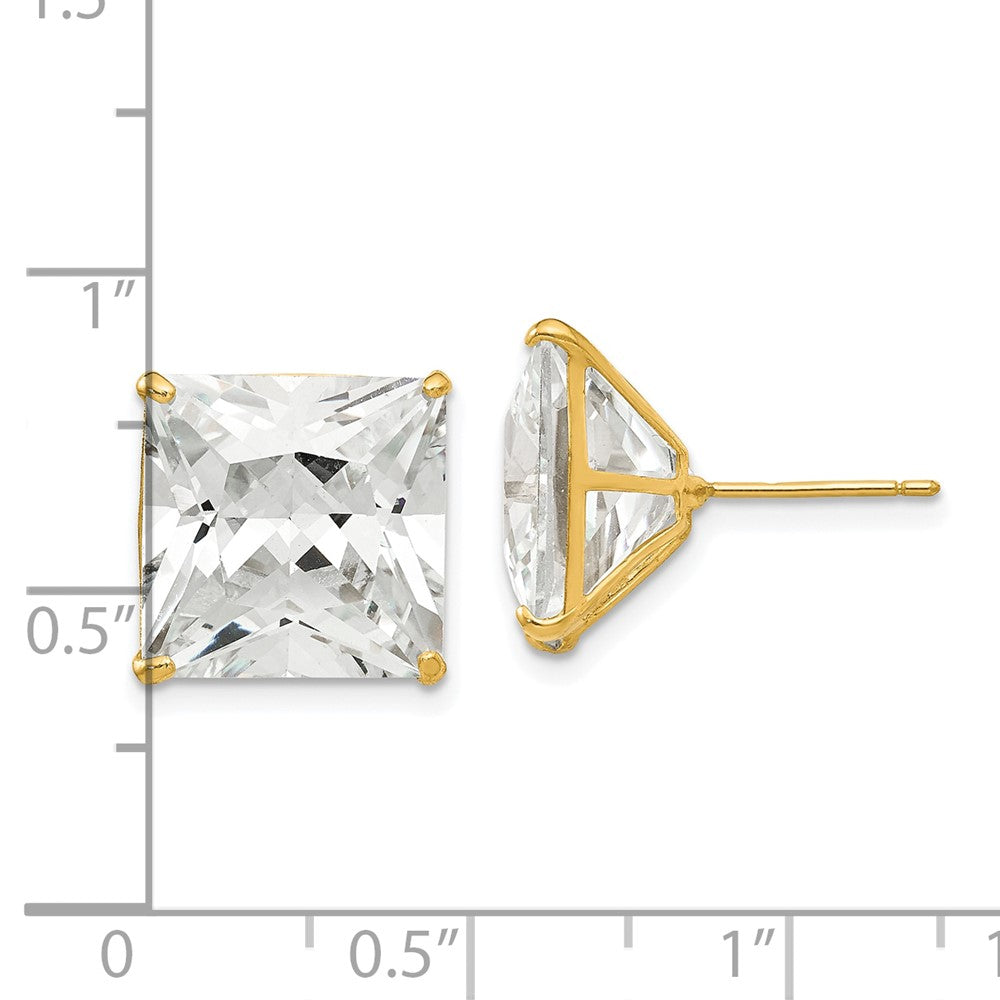 14K Gelbgold 12mm Quadratisch Zirkonia Ohrstecker