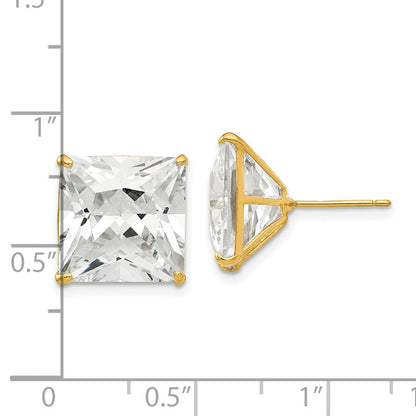 14K Gelbgold 12mm Quadratisch Zirkonia Ohrstecker