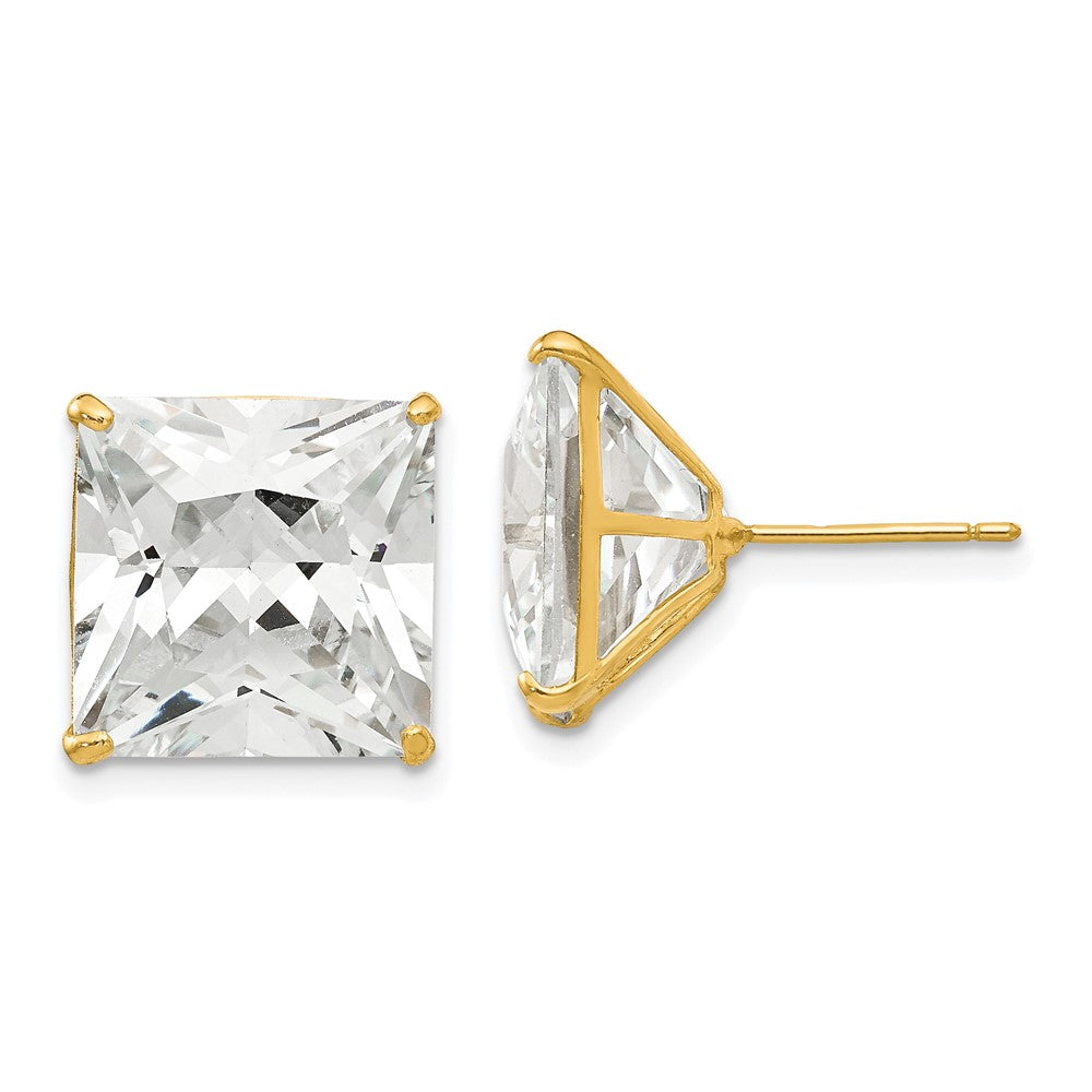 14K Gelbgold 12mm Quadratisch Zirkonia Ohrstecker