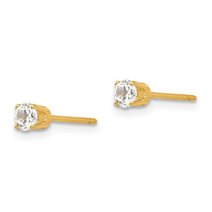 14K Gelbgold 3.25mm Zirkonia Ohrstecker Ohrring