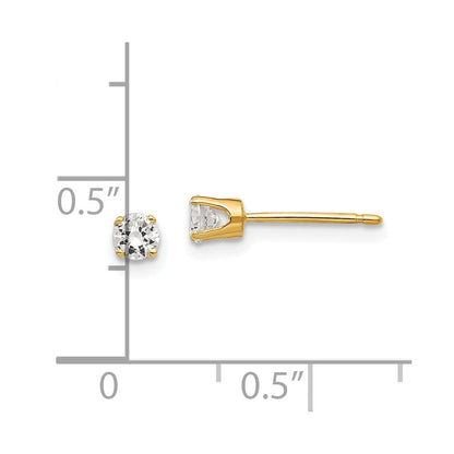 14K Gelbgold 3.25mm Zirkonia Ohrstecker Ohrring