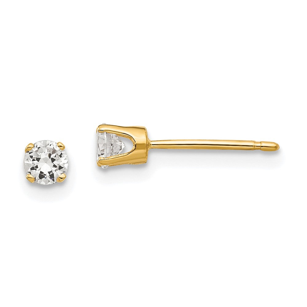 14K Gelbgold 3.25mm Zirkonia Ohrstecker Ohrring