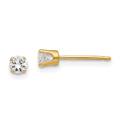 14K Gelbgold 3.25mm Zirkonia Ohrstecker Ohrring