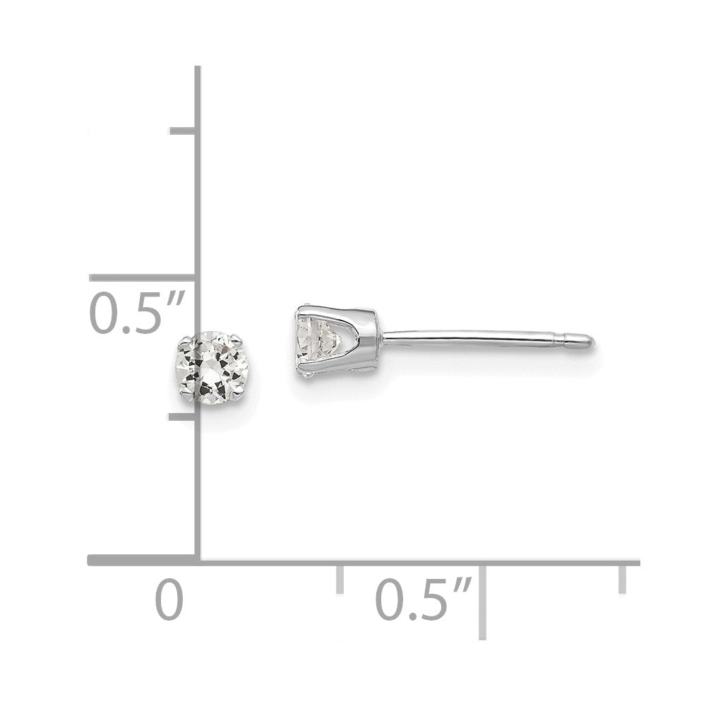 14K Weißgold 3.25mm Zirkonia Ohrstecker
