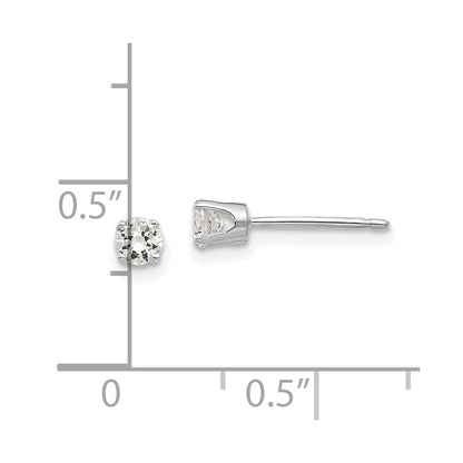 14K Weißgold 3.25mm Zirkonia Ohrstecker