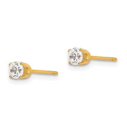 14K Gelbgold 3.5mm Zirkonia Ohrstecker