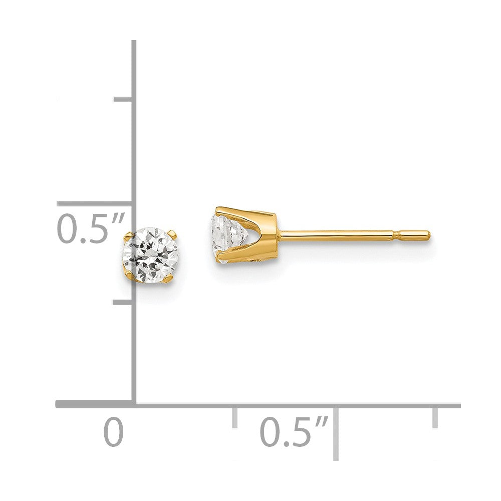 14K Gelbgold 3.5mm Zirkonia Ohrstecker