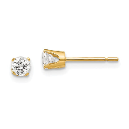 14K Gelbgold 3.5mm Zirkonia Ohrstecker