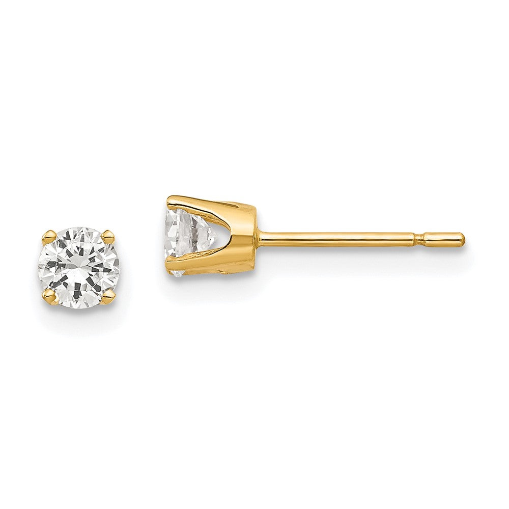 14K Gelbgold 3.75mm Zirkonia Ohrstecker