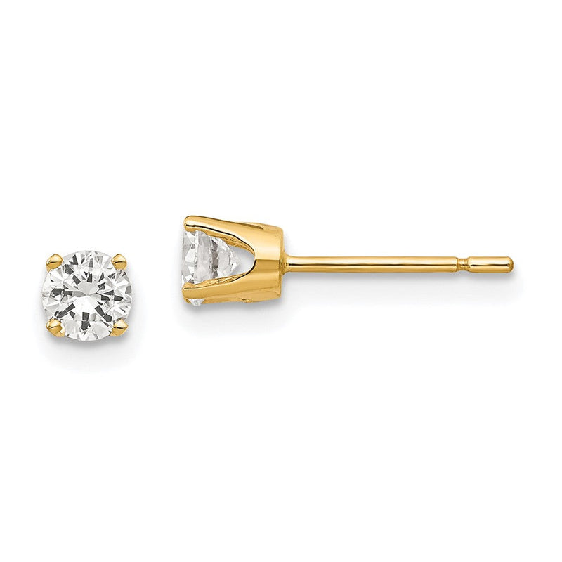 14K Gelbgold 3.75mm Zirkonia Ohrstecker