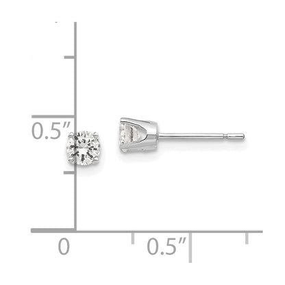 14K Weißgold 3.75mm Zirkonia Ohrstecker