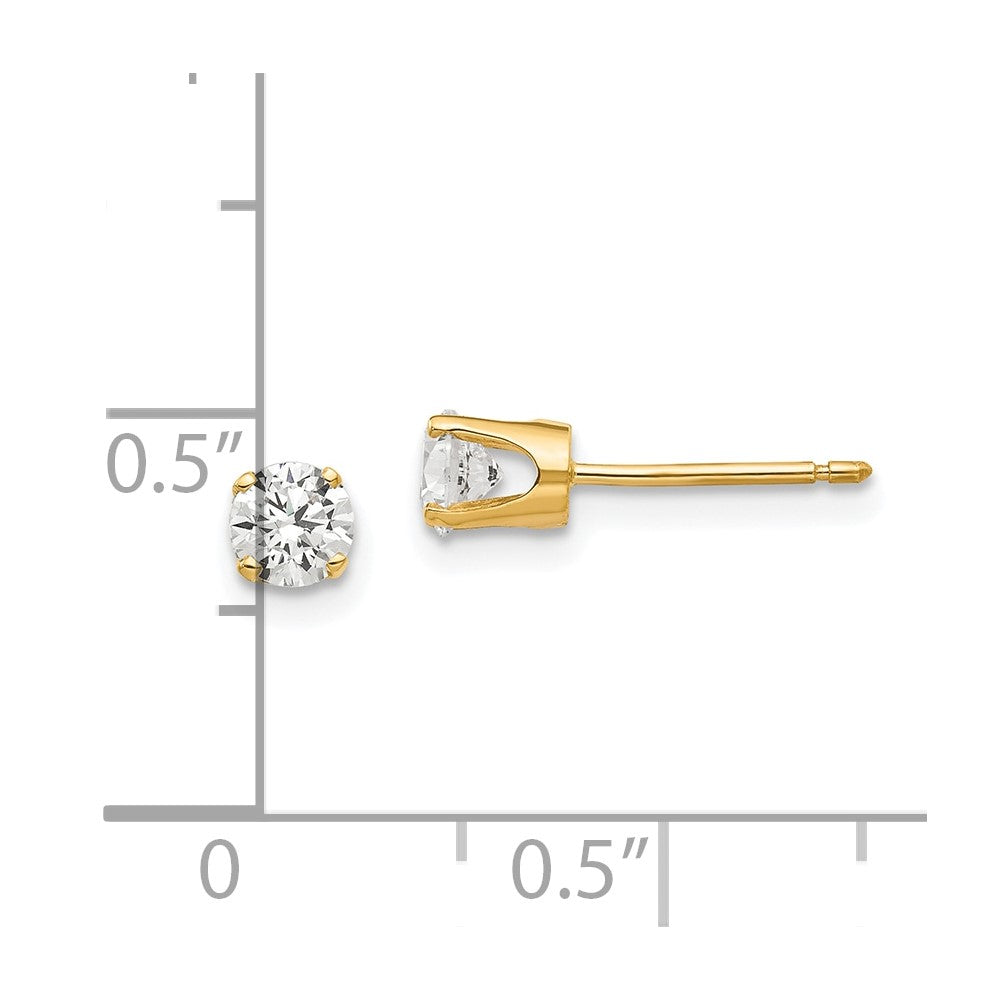 14K Gelbgold 4mm Zirkonia Ohrstecker