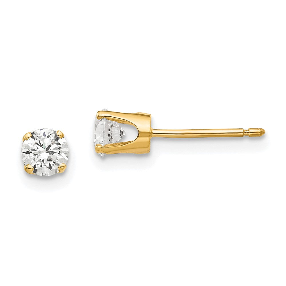 14K Gelbgold 4mm Zirkonia Ohrstecker