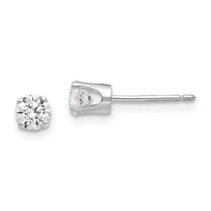 14K Weißgold 4mm Zirkonia Ohrstecker