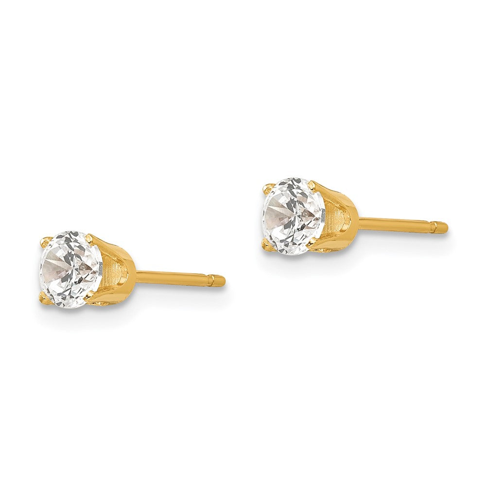14K Gelbgold 4.25mm Zirkonia Ohrstecker