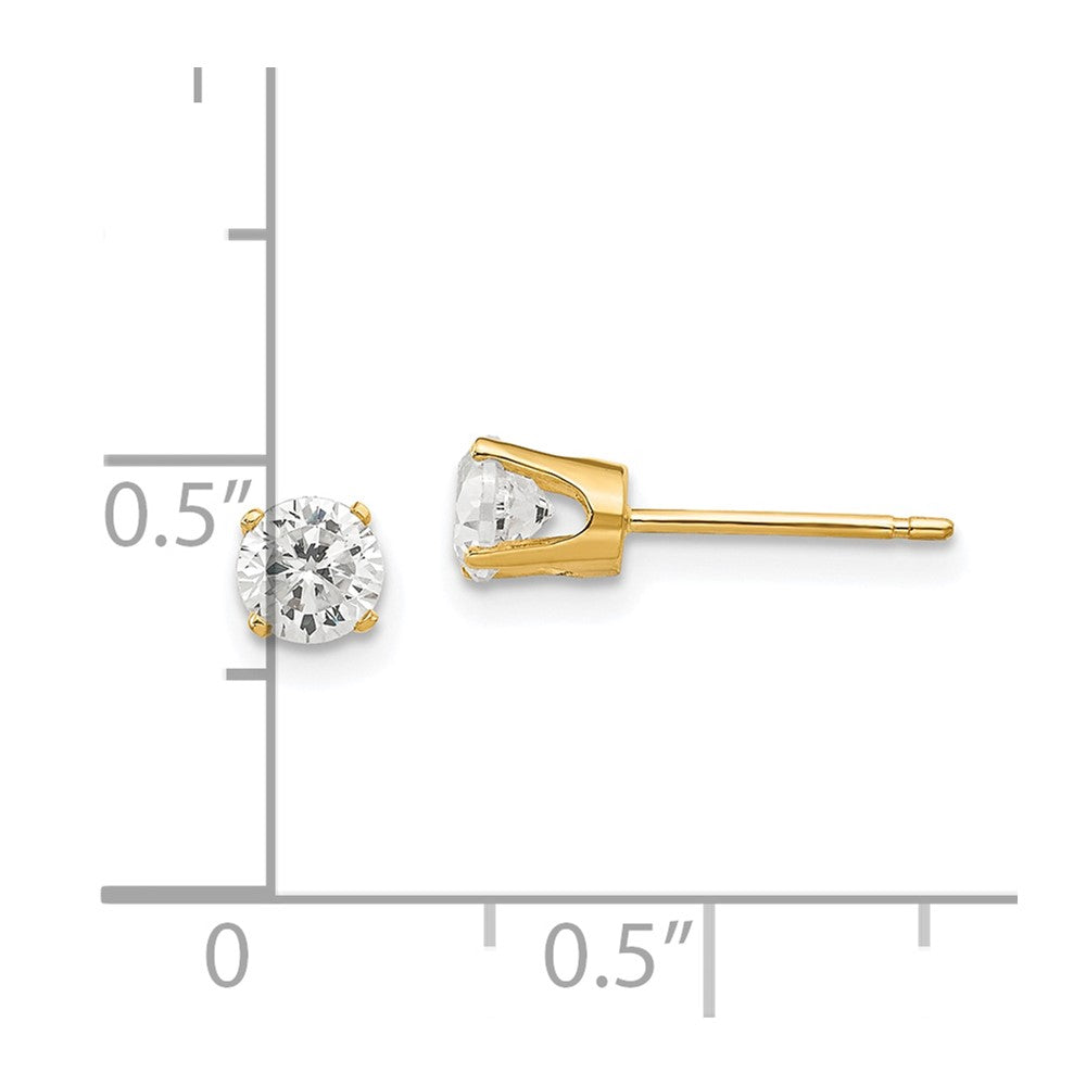 14K Gelbgold 4.25mm Zirkonia Ohrstecker