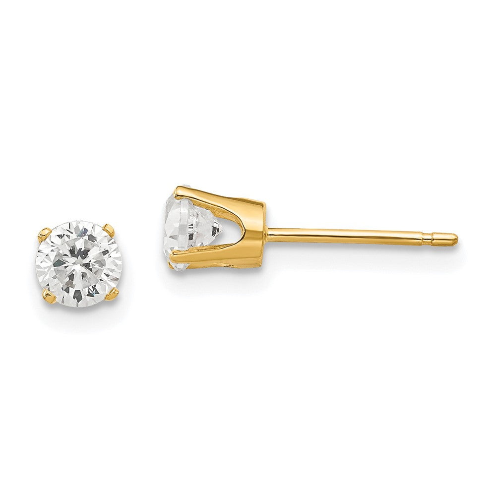 14K Gelbgold 4.25mm Zirkonia Ohrstecker
