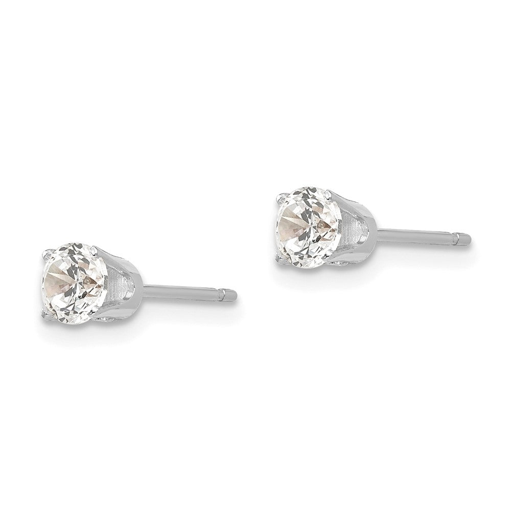 14K Weißgold 4.25mm Zirkonia Ohrstecker