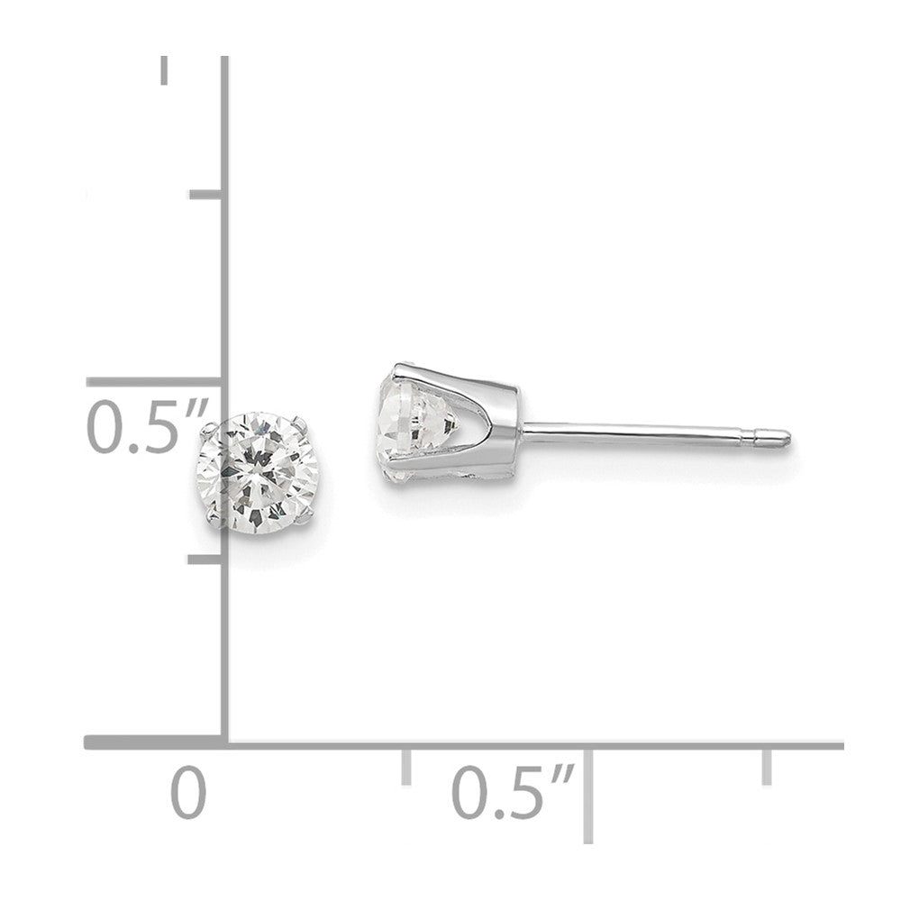 14K Weißgold 4.25mm Zirkonia Ohrstecker
