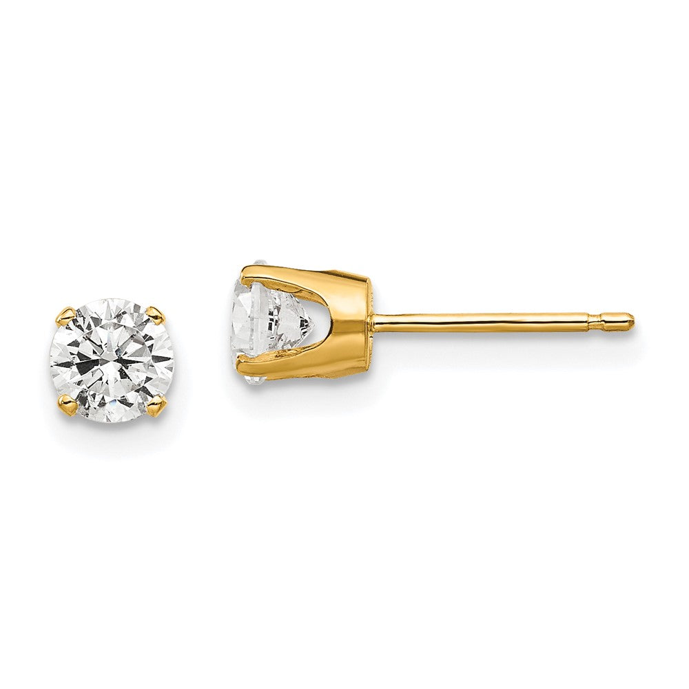 14K Gelbgold 4.5mm Zirkonia Ohrstecker