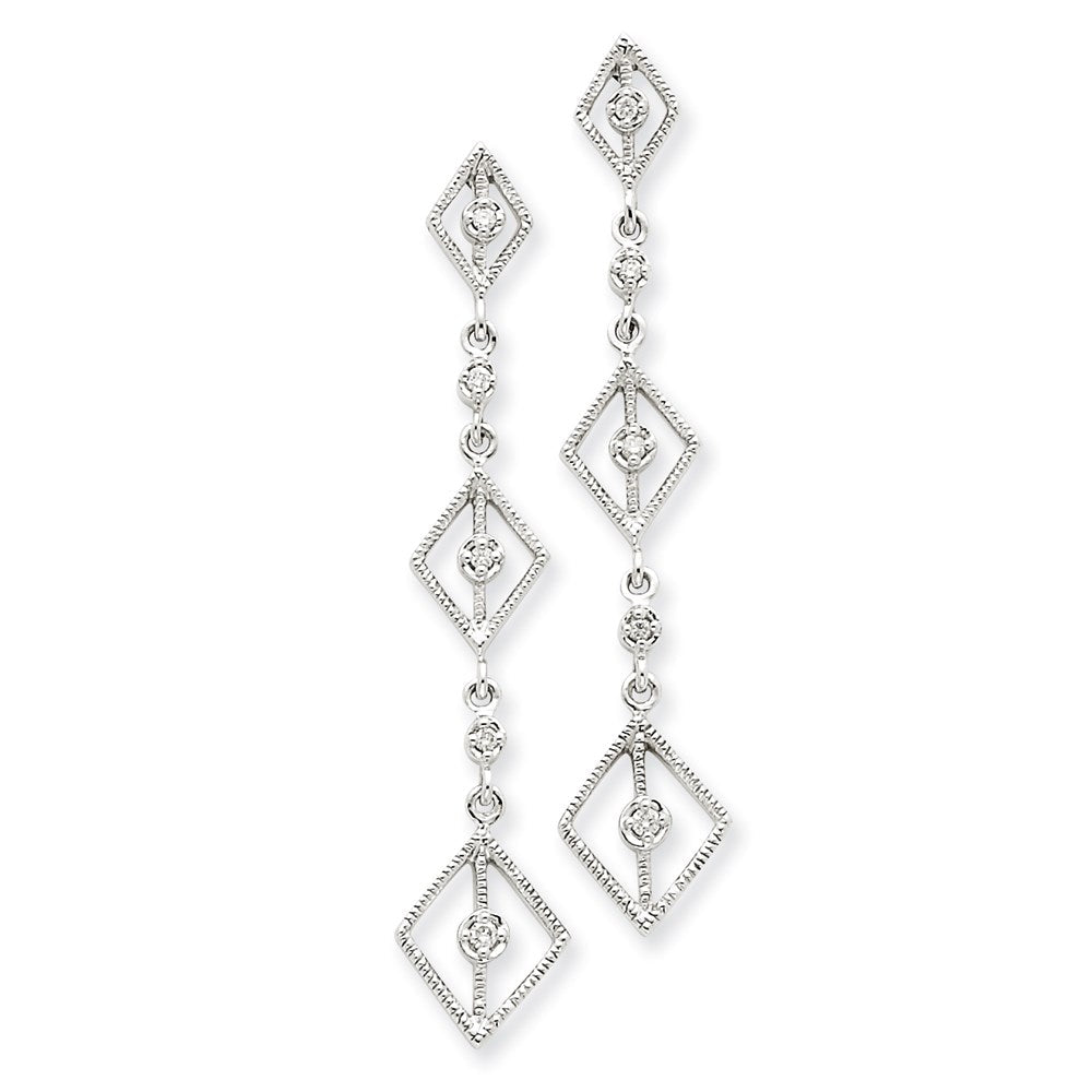 14K Weißgold Ohrringe mit echten Diamanten