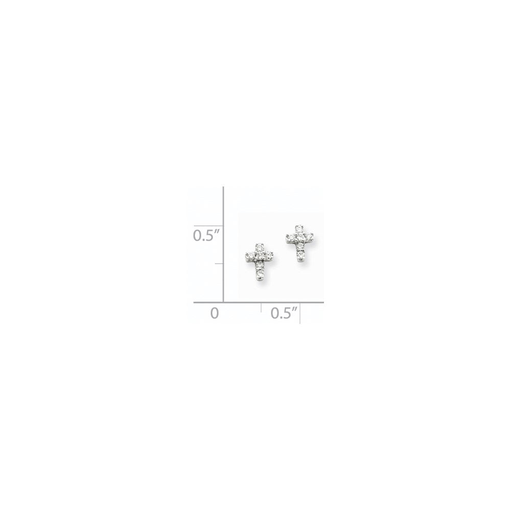 14K Weißgold Kreuz-Ohrringe mit echten Diamanten