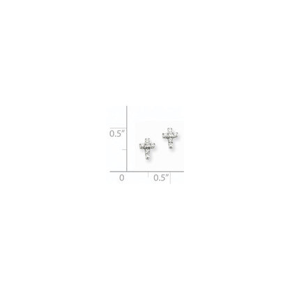 14K Weißgold Kreuz-Ohrringe mit echten Diamanten