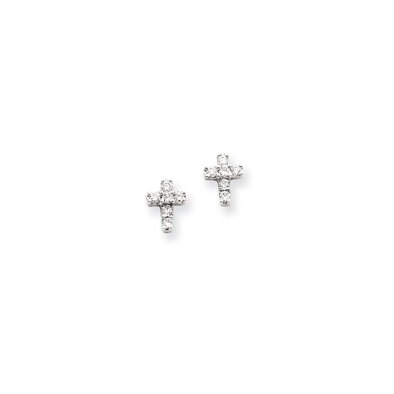 14K Weißgold Kreuz-Ohrringe mit echten Diamanten
