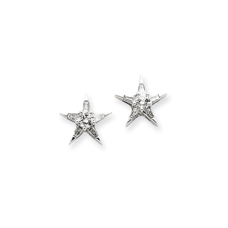 14K Weißgold Ohrringe mit echten Diamanten in Sternform