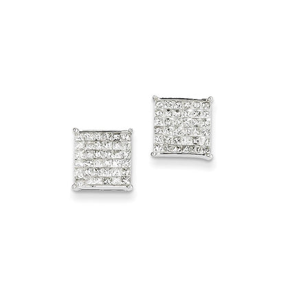 14K Weißgold Ohrringe mit echten Diamanten