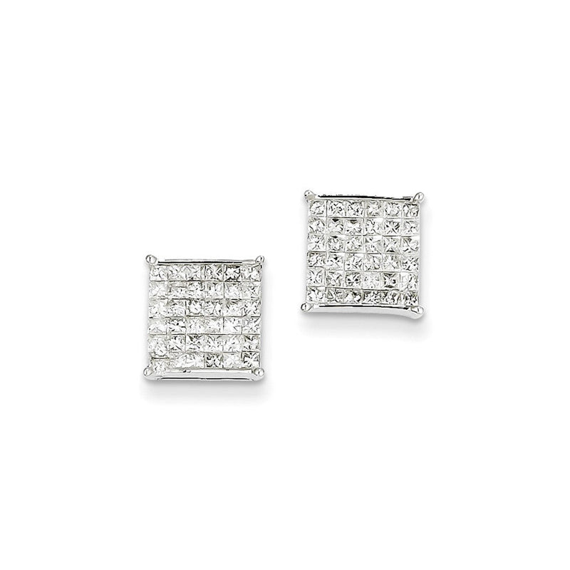 14K Weißgold Ohrringe mit echten Diamanten