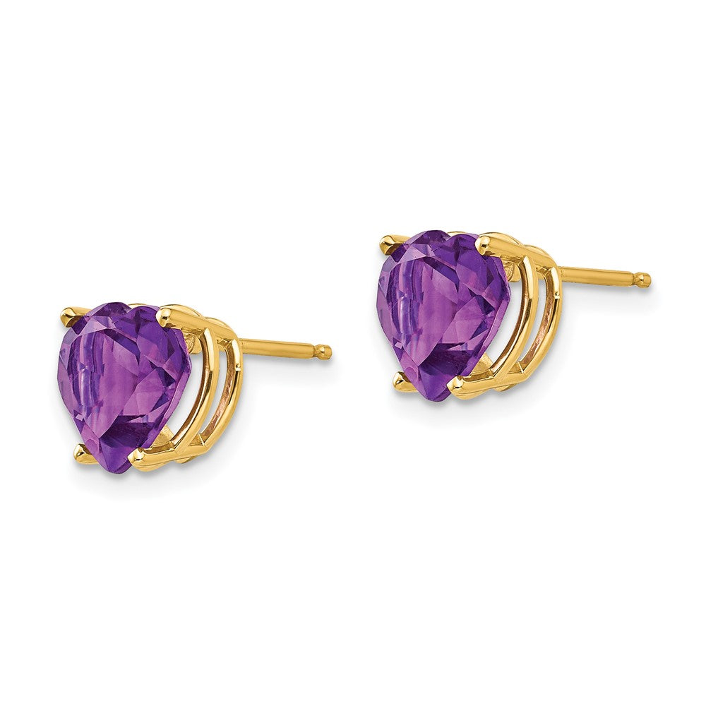 14K Gelbgold Ohrringe mit herzförmigem Amethyst, 8 mm
