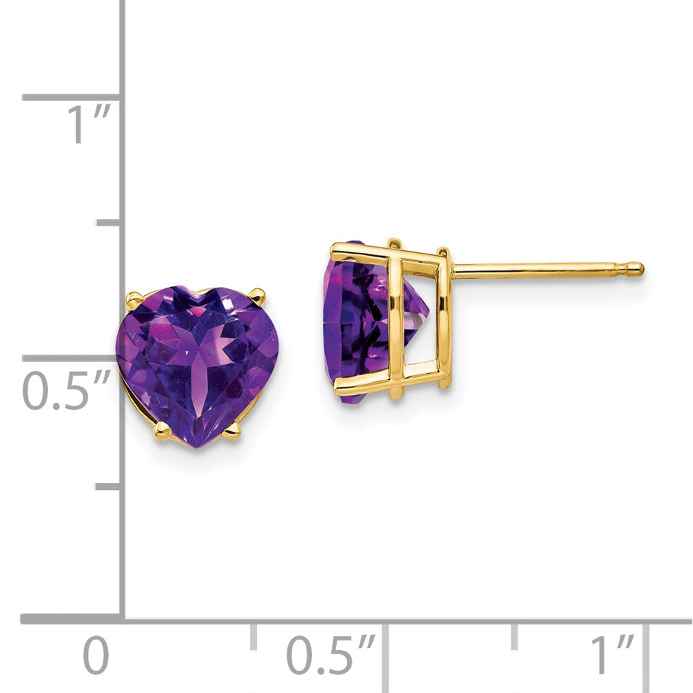 14K Gelbgold Ohrringe mit herzförmigem Amethyst, 8 mm