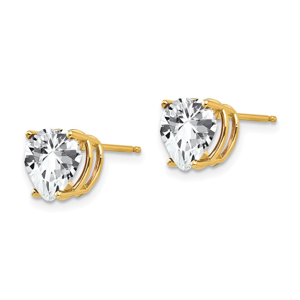 14K Gold Ohrstecker mit herzförmigem Zirkonia, 8 mm