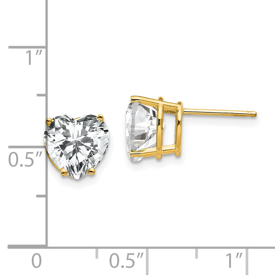14K Gold Ohrstecker mit herzförmigem Zirkonia, 8 mm