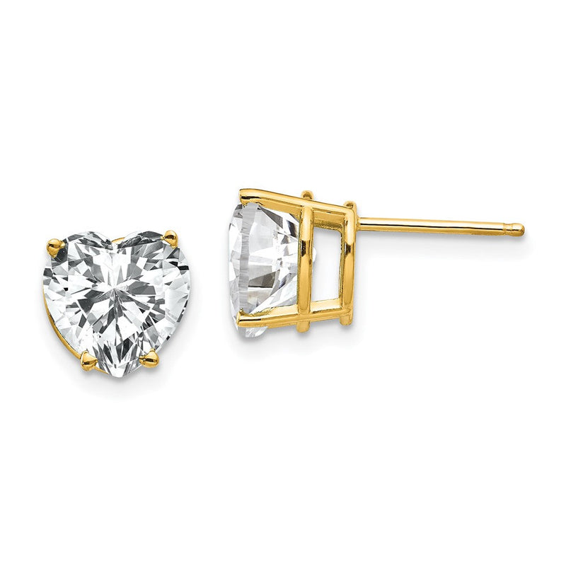14K Gold Ohrstecker mit herzförmigem Zirkonia, 8 mm