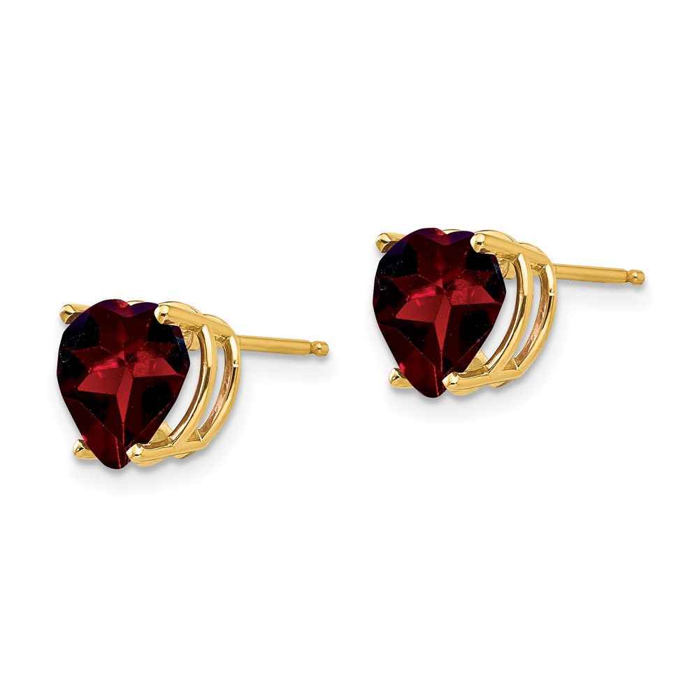 14K Gelbgold Ohrringe mit 8-mm-Herz-Granat