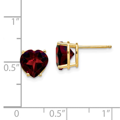 14K Gelbgold Ohrringe mit 8-mm-Herz-Granat