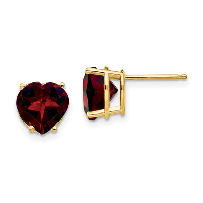 14K Gelbgold Ohrringe mit 8-mm-Herz-Granat