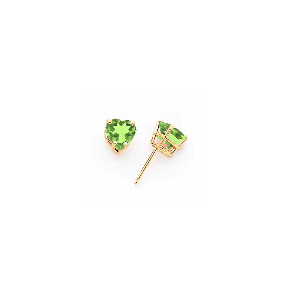 14K Gelbgold Ohrringe mit herzförmigem Peridot, 8 mm