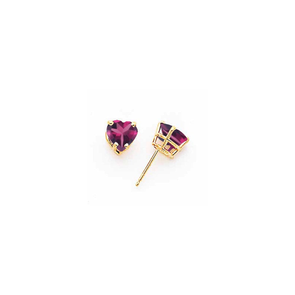 14K Gelbgold Ohrringe mit herzförmigem Rhodolith-Granat, 8 mm