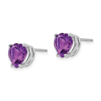 14K Weißgold Ohrringe mit 8-mm-Herz-Amethyst